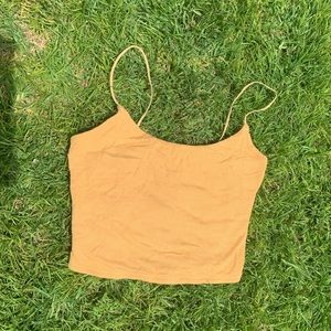 yellow ribbed tank top